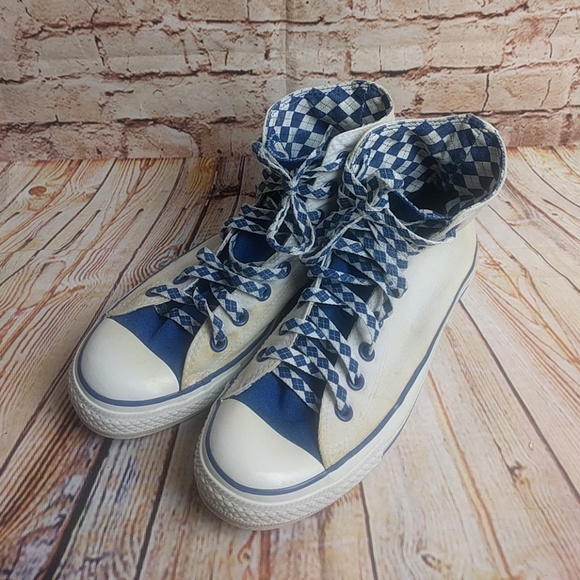 checkered high top converse